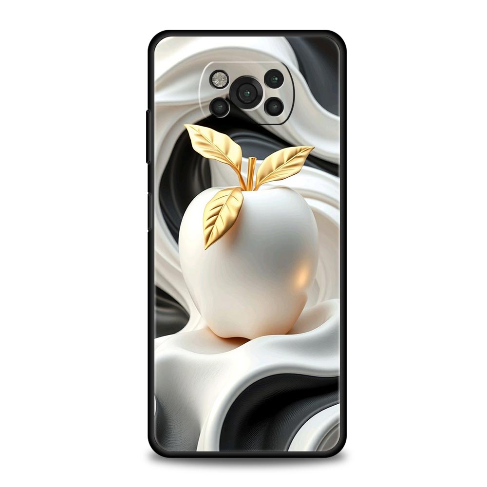 Happy Black Apple Phone Case Cover  for Xiaomi Poco F7 Ultra F6 F5 F4 F3 X6 X5 X4 X3 NFC C51 C55 M4 GT 5G Soft TPU Shell Fundas