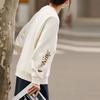 Li Ning Sports Lifestyle Series Letter Floral Fleece Warm Antibacterial Loose Pullover Sweatshirt Women Sweatshirt Off-White AWDTE44-1