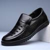 Fashion Men's Leather Casual Shoes Hollow Slio-ons Loafers Men High Quality Cowhide Dress Shoes Middle-aged/Elderly Man Summer Sandals
