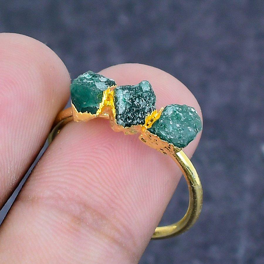 Green Aventurine Gemstone 925 Sterling Silver Jewelry Ring Size Adj