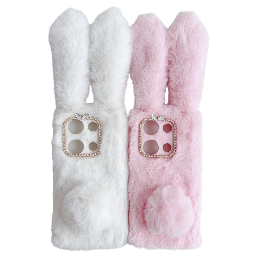 For Xiaomi Redmi Note 13 Pro 4G/Poco M6 Pro 4G TPU Case 3D Bunny Ears Furry Hairball Back Phone Cover
