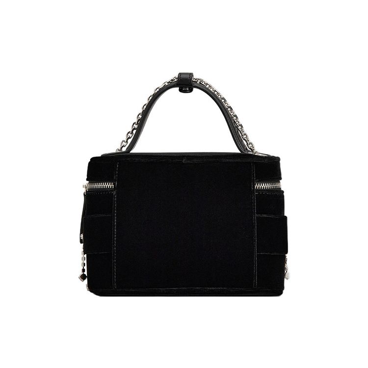 Roger Vivier RV Vanity Charleston Velvet And Leather Mini Shoulder Bag Women handbags Black RBWANMH6000K5TB999