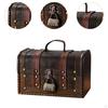 Wooden Jewelry Box Organizer Trinket Storage with Lid Treasure Chest Case Combination Lock for