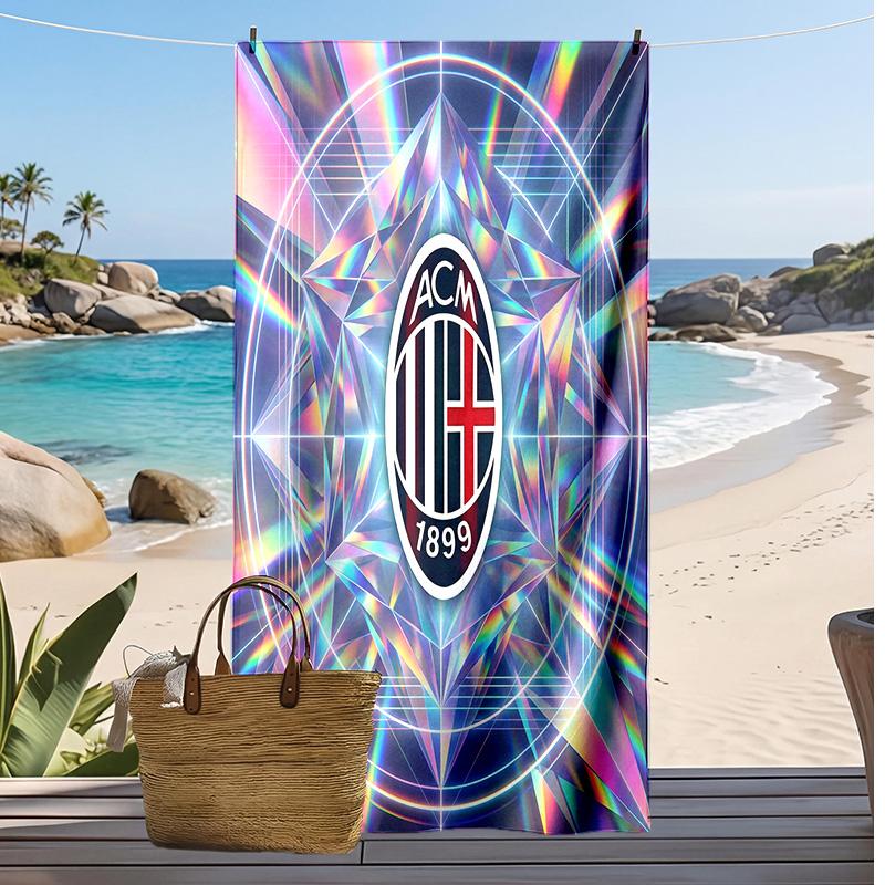 Toalla de Playa Estampada AC Milan Secado Rápido Suave Portátil Grande Rectangular Manta de Playa para Viajes Piscina