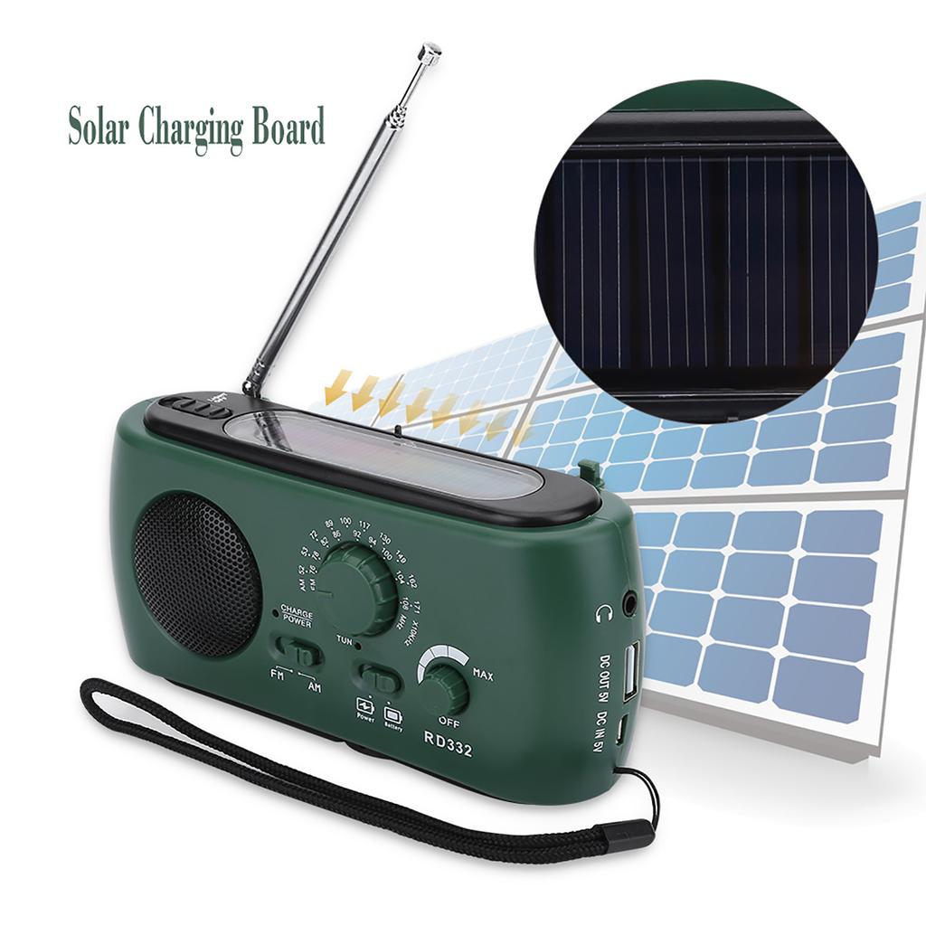 Solar Hand Crank AM FM Radio with LED Flashlight Emergency Phone Charger