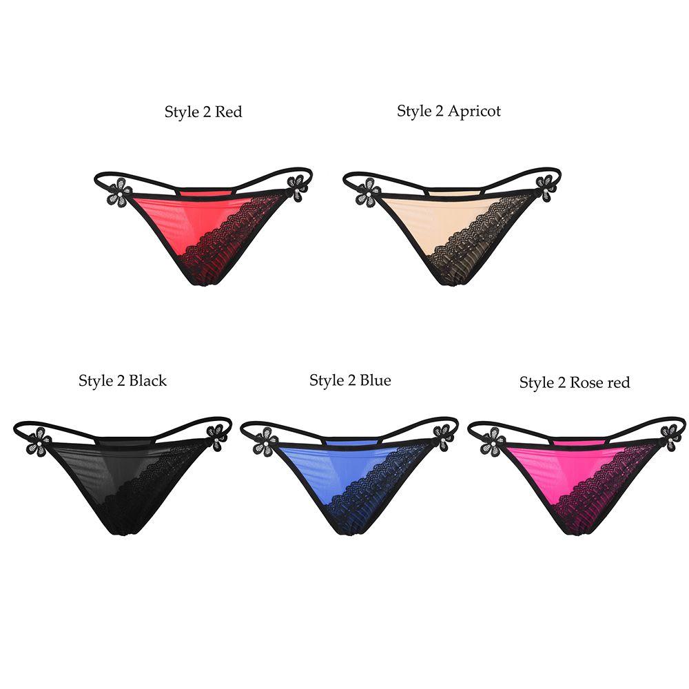 Fashion T-back Low Waist Briefs Women Erotic Lingerie Lace Flowers G-string Sexy Panties