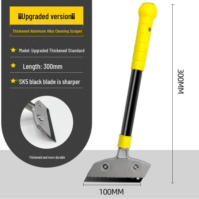 Upgraded Heavy Duty Aluminum Alloy Putty Knife with Thick Black Blade for De-gluing Floor Tiles and Kitchen Use