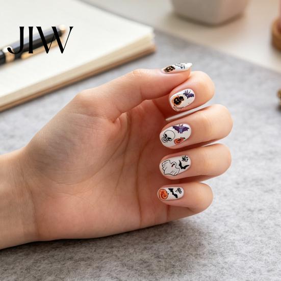 DIY Nail Art Stickers 6 Sheets Halloween Glow-in-the-dark Sticker, Spooky Ghost Pumpkin Skull Manicure Dark Theme Supplies Decal, Decoration