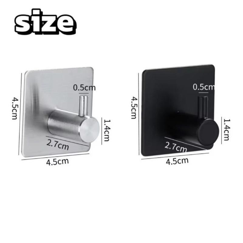 1-10pcs Self Adhesive Hook Heavy Duty Stainless Steel Wall Hooks Towel Clothes Rack Hangers Bathroom Kitchen Storage Holders