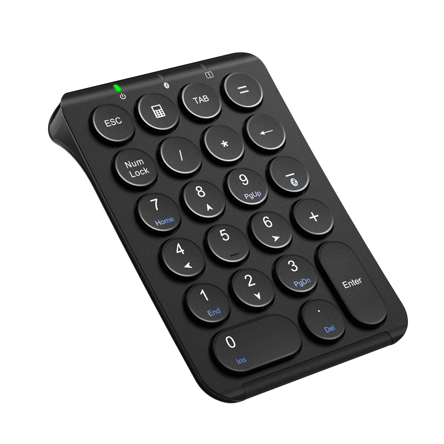 

iClever Numeric Keypad Bluetooth Wireless Number Keyboard Pantograph Charging Ultra Thin with Tab Key Bluetooth Wireless Number Pad Left Hand Device