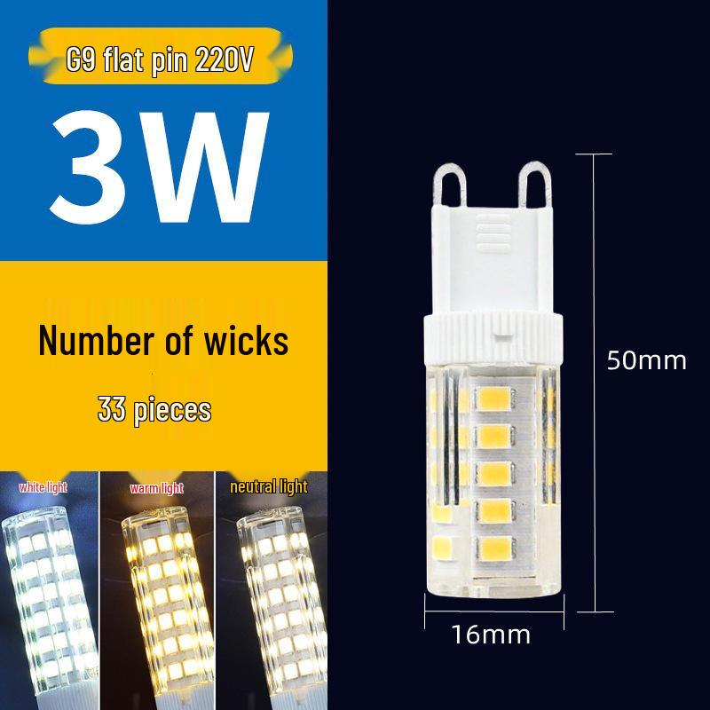 High Brightness G9 LED Pin Bulb, Flicker-Free, Energy-Saving, 220V Ceramic Corn Design.