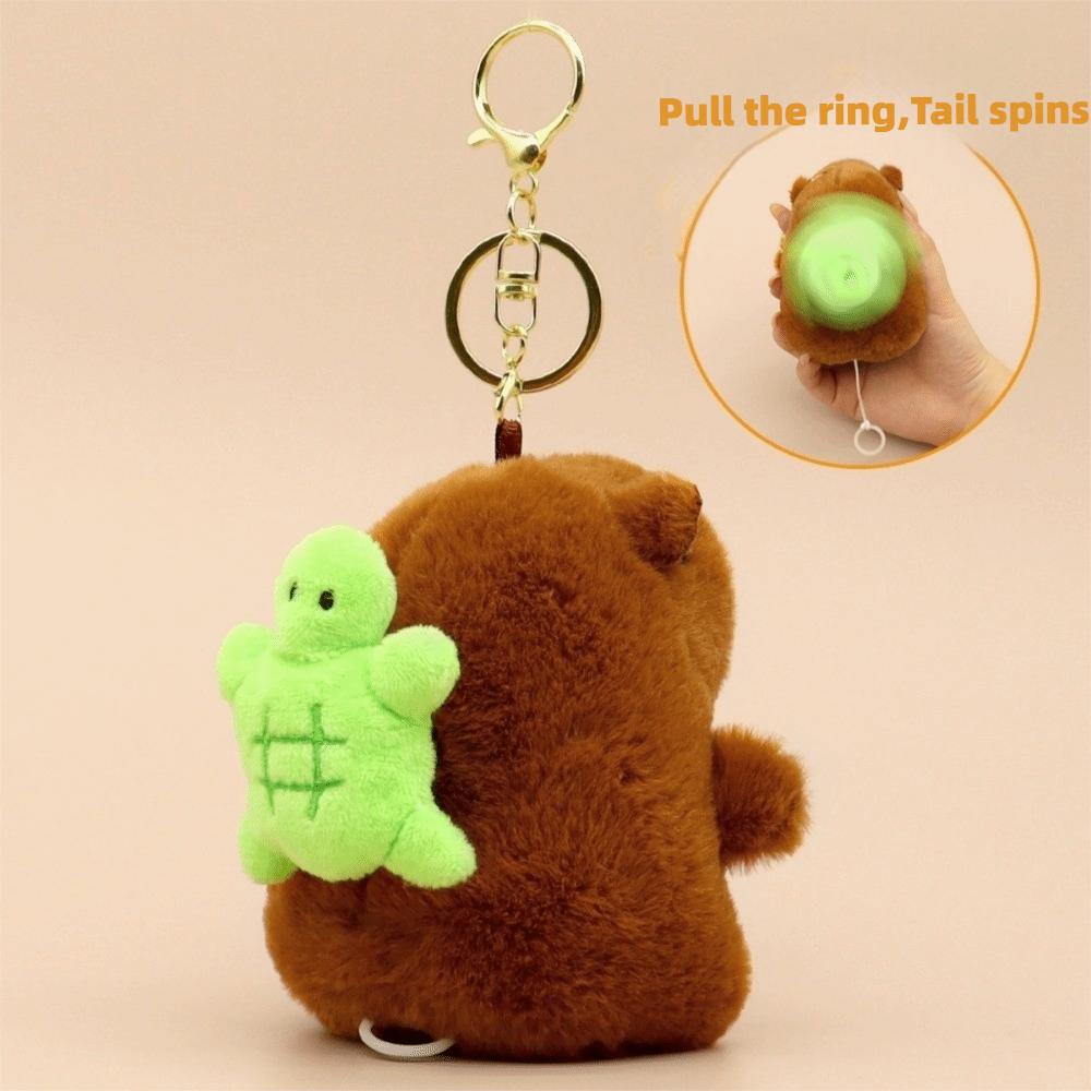 Cartoon Pendant Keychain Rotating Pendant Turtle Jitterbug Wings Bee Capybara Water Dolphin Keychain Bag Hanging Ornaments
