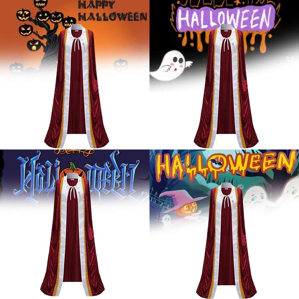 Unisex Velvet Halloween King Cape With Embroidery For Costume Parties
