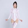 Sexy Women Stain Oil Shiny Elastic Bodysuit Yoga Shapping One-Pieces Thong Tights Sheer See Through Jumpsuits Maid Leotard
