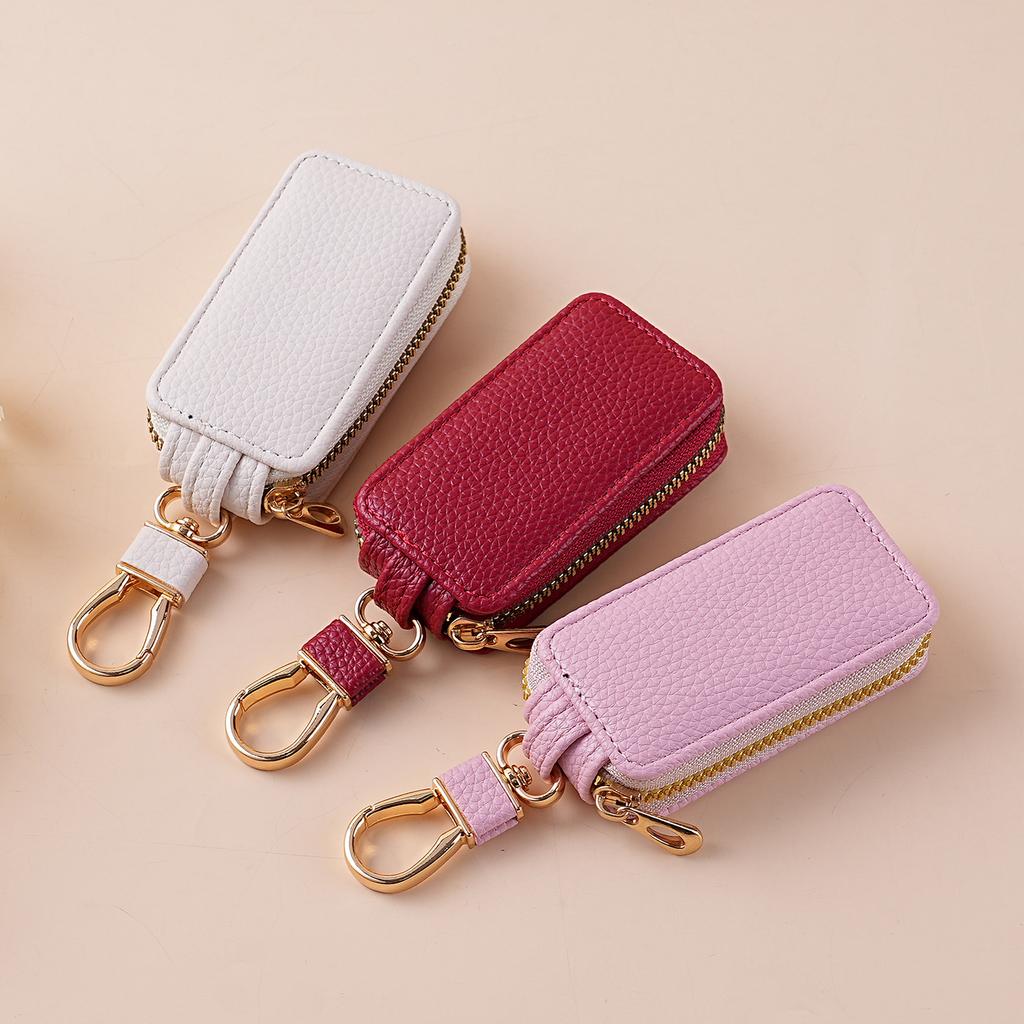 Fashion and Creative Zipper Car Key Case Women Men Compact and Mini Pu Car Key Holder Unisex Key Organizer Car Accessories