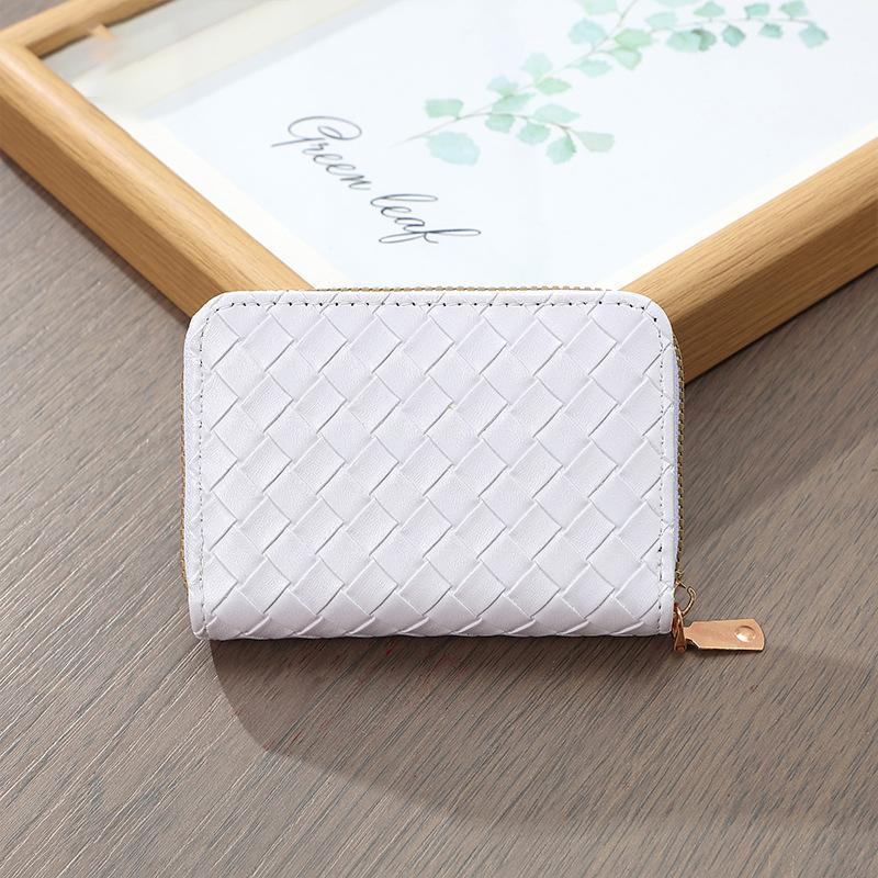 Woven Women'S Wallet Short And Simple Card Bag Zipper Coin Purse