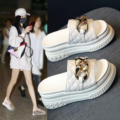 2025 New Summer Fashion Internet Celebrity Beach Slippers Women Wear Muffin Thick Bottom To Increase Temperament Fairy Style Sandals