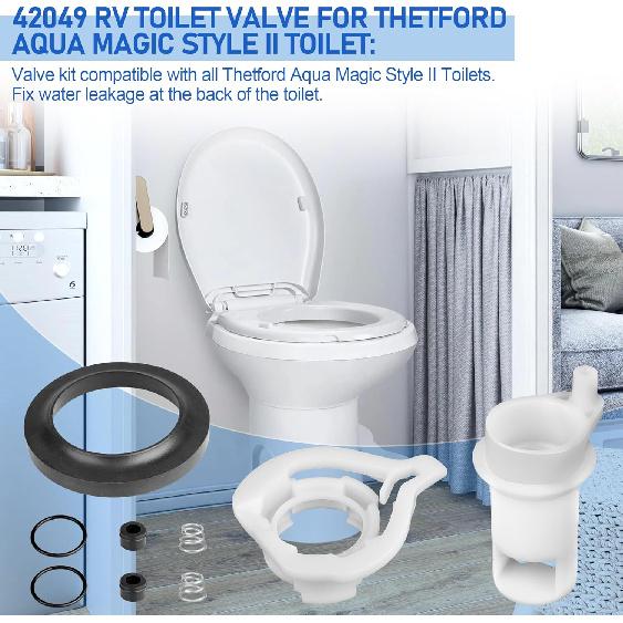 42049 Water Valve Style II Kit For Thetford Aqua Magic Style II Toilets, RV Toilet Water Valve Kit Replacement Style II Permanent Toilets, Rv Toilet