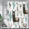 Cat Printed Shower Curtain Cartoon Animal Bath Curtains Bathroom For Bathtub Bathing Cover Shower Curtains with 12 Pcs Hooks