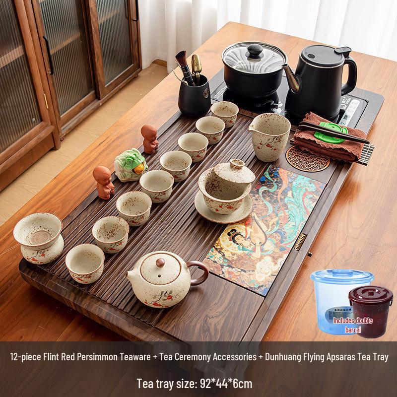 Flint Red Persimmon 12-Piece Ceramic Tea Set