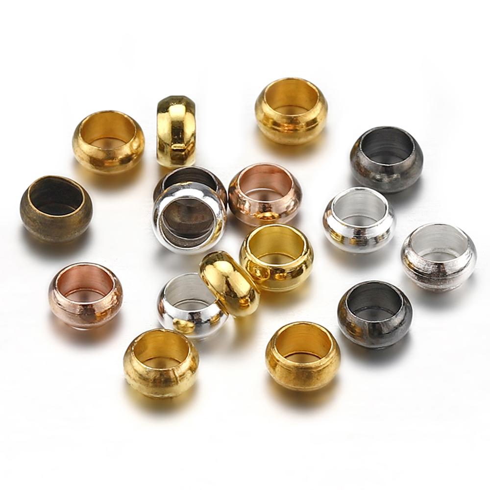500 Stück Gold Silber Farbe Quetschperlen Kupfer Kugelstopper Abstandshalter Endkappen für Armband Halskette DIY Schmuckherstellung Zubehör