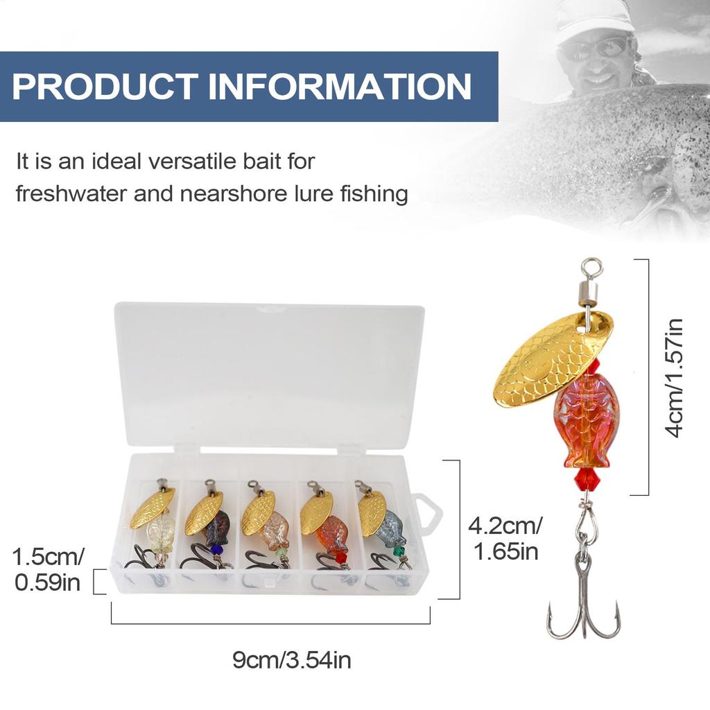 Fishing Spinner Baits Compact Saltwater Lures Vibrating Simulated 5 Pieces Hooks Bait For Adventures Freshwater Camping Men