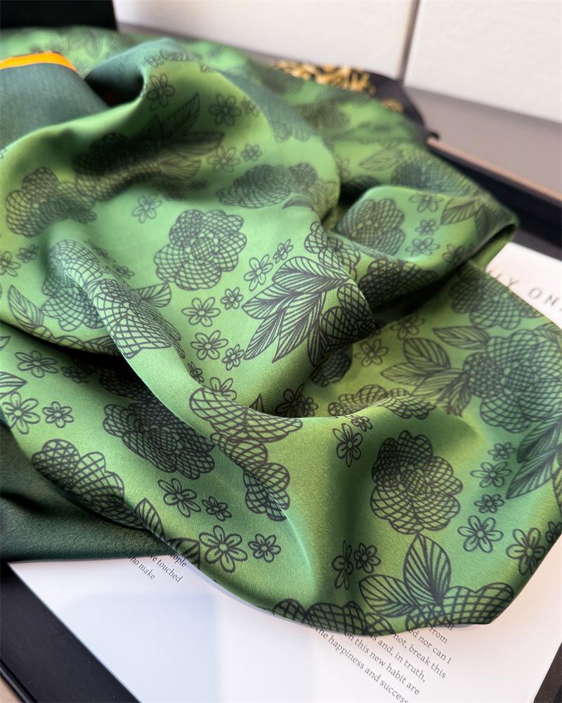 2025 Fashion Print Large Shawl Wraps Silk Scarf Women Luxury Brand Satin Headband Hijab Bandana Turban Foulard Summer Beach