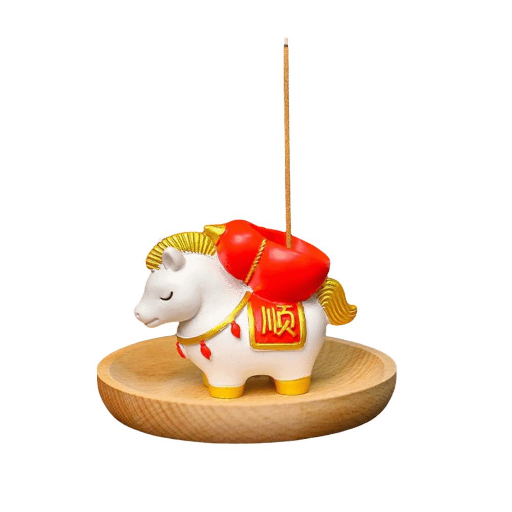 Creative Zodiac Pony Incense Burner Pony Shape Resin Incense Stick Holder New Year Ornamental Horse Year Indoor Incense Burner