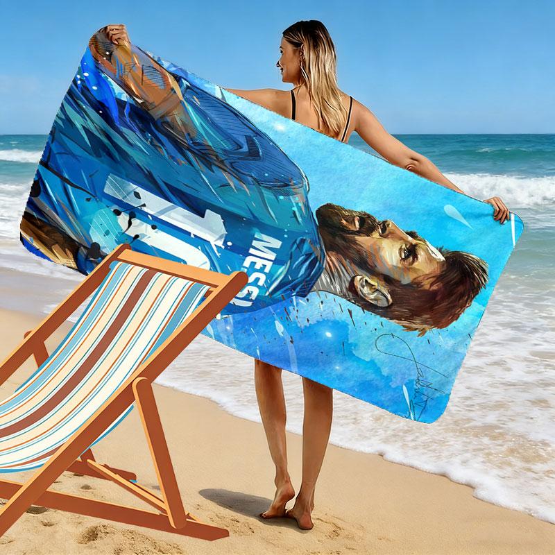 Asciugamano da Spiaggia Stampa Destiny di Messi, Asciugamano Grande Morbido ad Asciugatura Rapida per Spiaggia Campeggio Nuoto