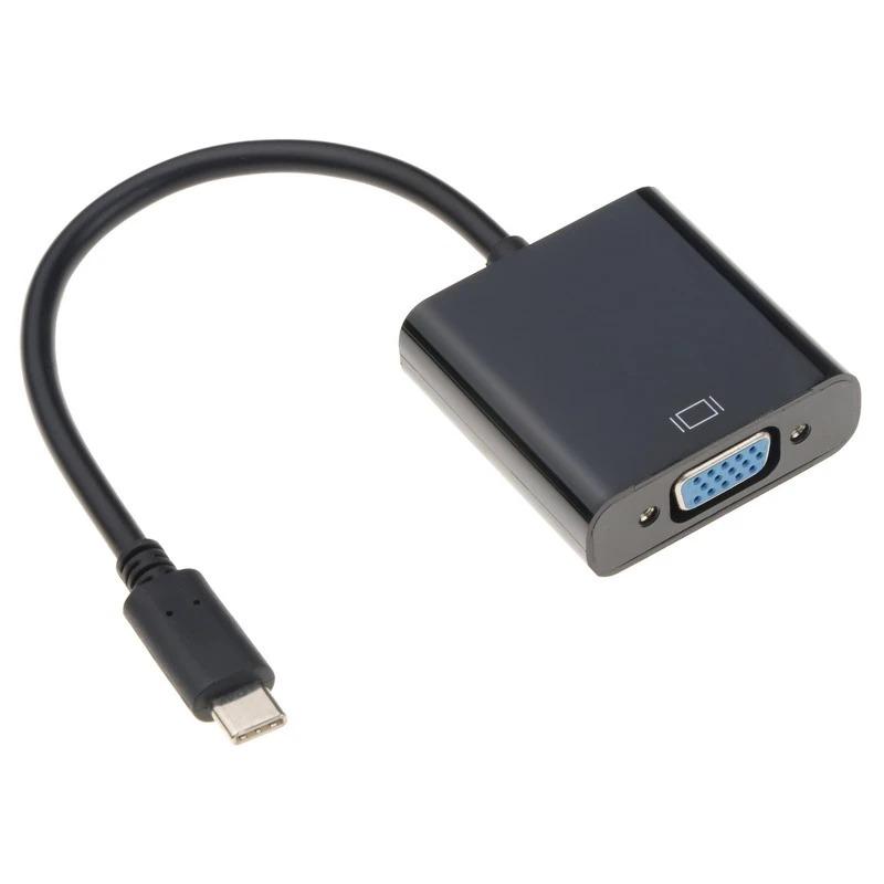 Type C to VGA Adapter Cable USB C Male to VGA Female Converter HD 1080P TV Phone Laptop Screen Line Projection Converter