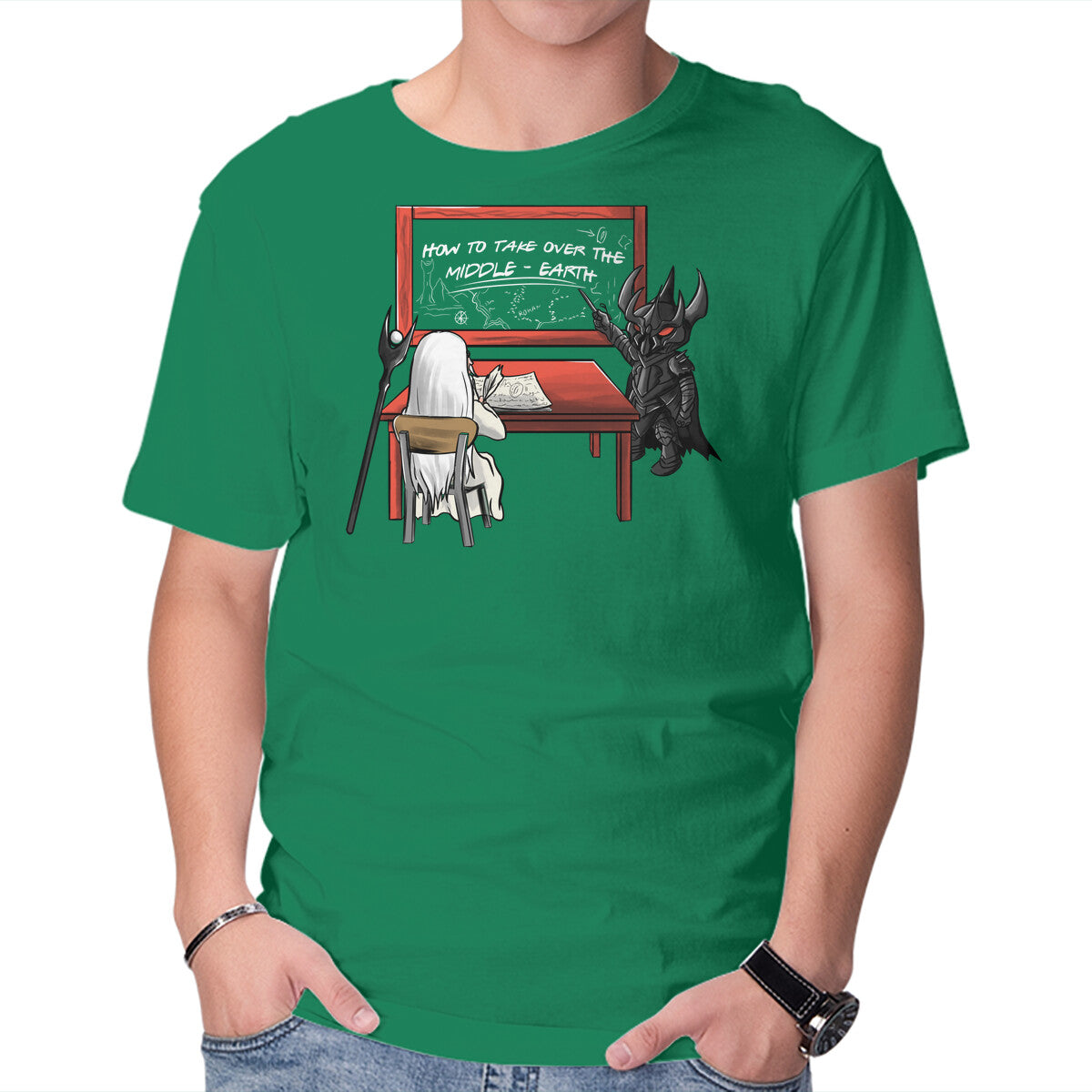 Unisex Crew Neck T-Shirt Take Over Middle Earth Graphic Short Sleeve Casual Tee S