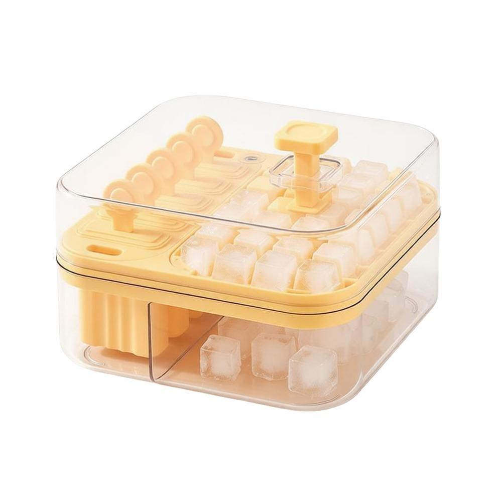 2-in-1 Press Ice Tray Box One-Touch Release Ice Maker Space Saving Ice Cream Mold  Home Kitchen Use