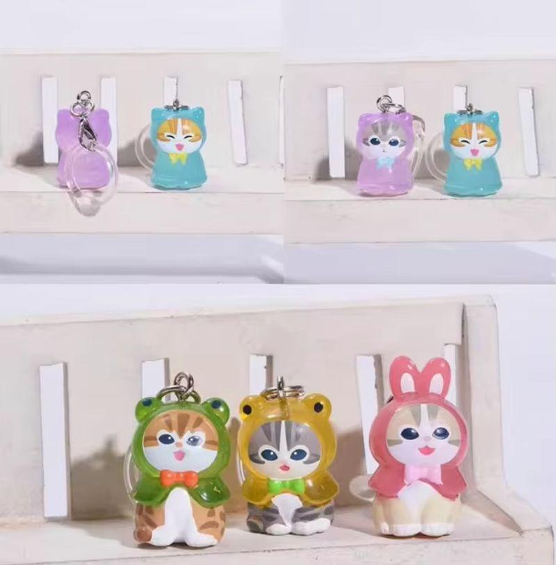 In Stock Mofusand Shark Cat Raincoat Design Series Kawaii Small Action Figurine Keychain Backpack Pendant Birthday Gifts