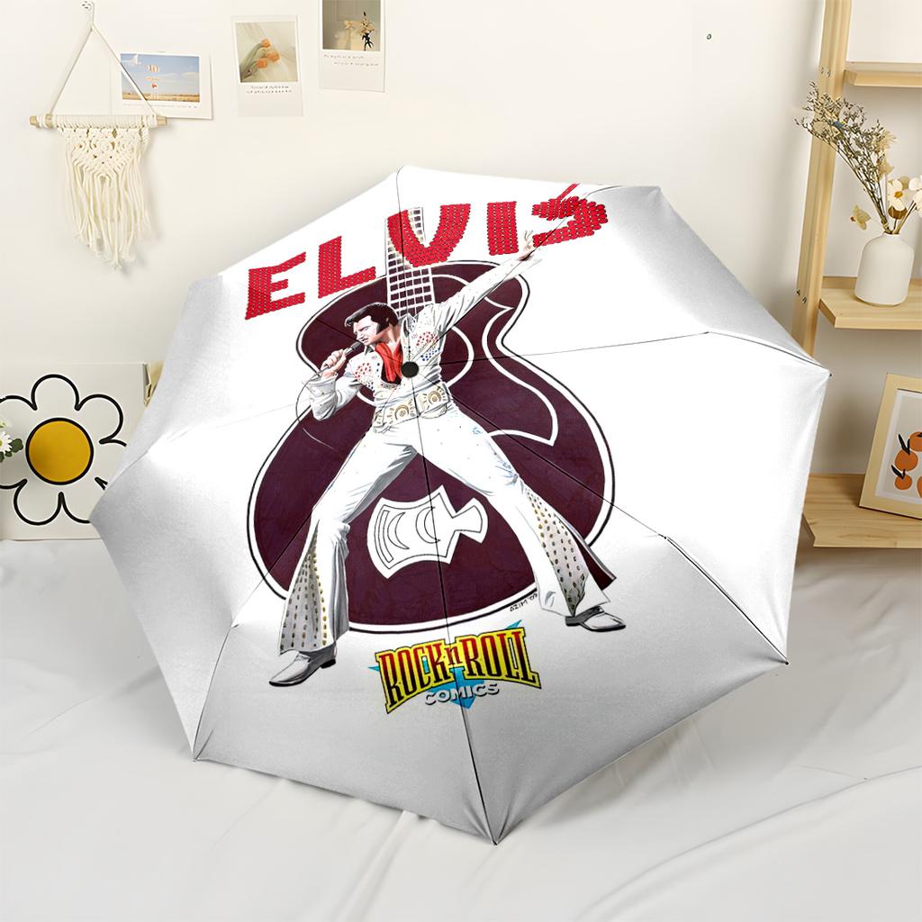 Legenda Rock And Roll Elvis Automatyczny Parasol Składany Parasol z 8 Żebrami Wytrzymały Plastik i Żelazo Parasol na Każdą Porę Roku do Podróży Stylowy Dodatek