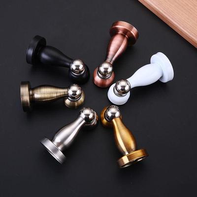 No-Drill Stainless Steel Magnetic Door Stopper & Holder with Invisible Floor Suction Cup, Anti-Collision Bumper for Bathroom.