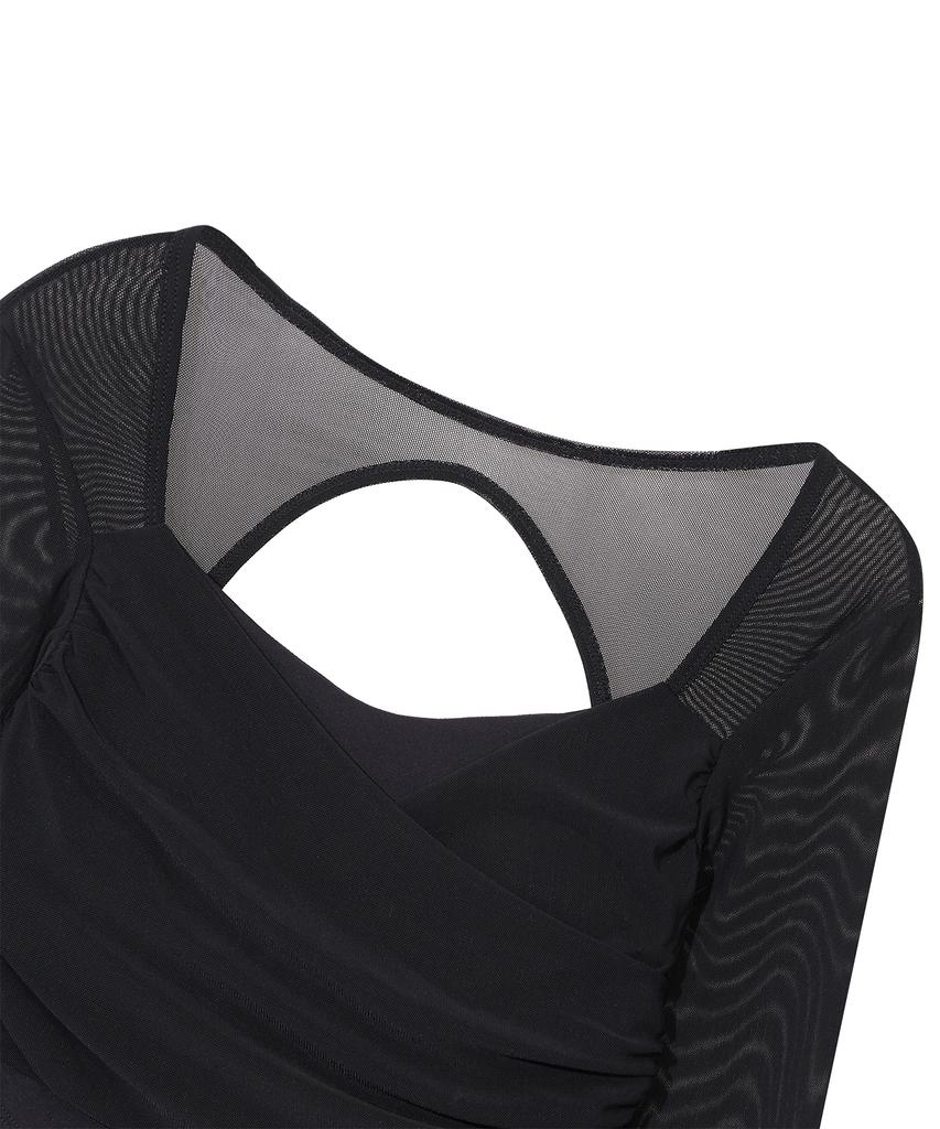 CNVS Betty Boop Mesh Draping Crop Top_Black