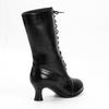 Women Pointed Toe Lace Spike Heels Punk Med Heels Boots Shoes