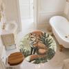 Fox On Tree Branch,Round Area Rug,Carpet Rug for Living Room Bedroom Sofa Playroom Decor,Non-slip Floor Mat