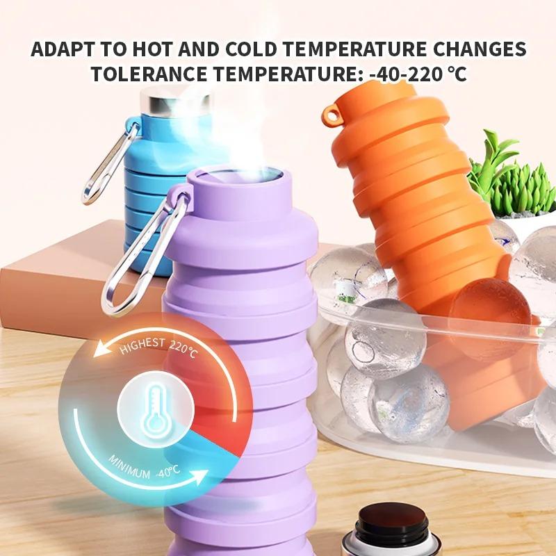 Portable Foldable Silicone Water Bottle, Collapsible Reusable Travel Drinking Cup, BPA Free Outdoor Hiking Camping Sports Water Bowl