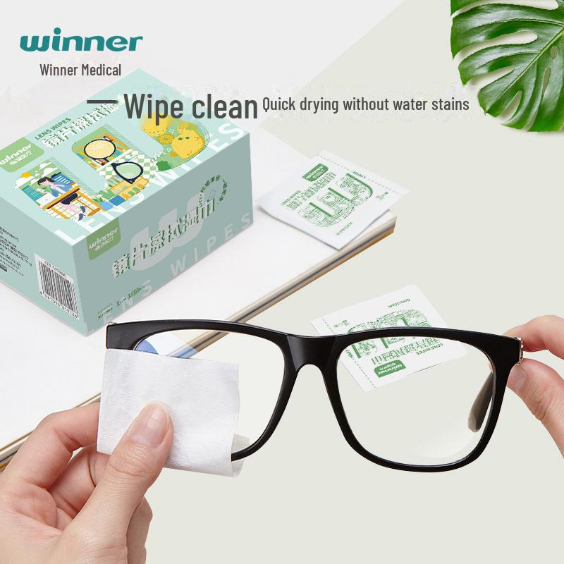 Lenços de Limpeza Winner Steady para Lentes e Ecrãs - 100 Lenços Descartáveis por Caixa
