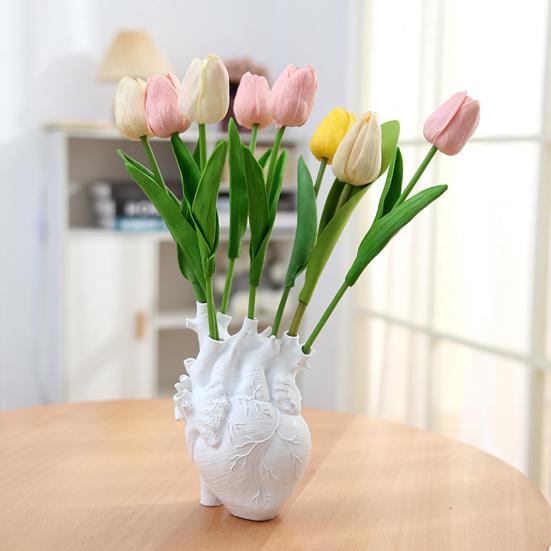 Hjerte Blomstervase Menneskelig Hjerte Organ Form Harpiks Vase Borddekor Blomsterholder for Hjemmekontor Skrivebord Stue