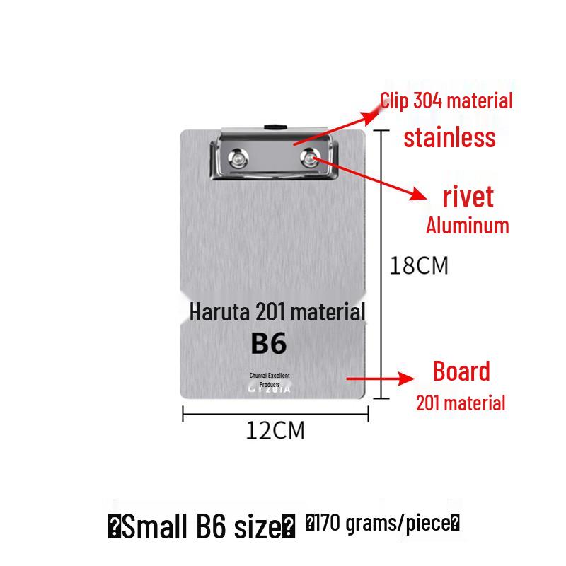 Chuntian Stainless Steel Clipboard with File Clip and Sticky Note Holder, A4/A3 Size