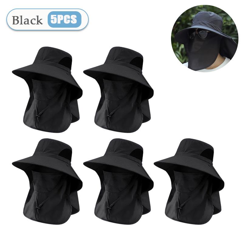 1-10PCS Sun Protection Hat with Face Veil Neck Flap Mosquito Proof Fishing Cap Outdoor UV Wide Brim Fisherman