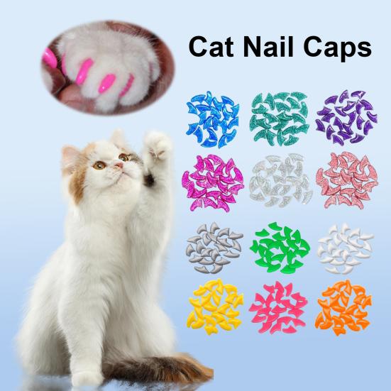 120 Stuks Katten Nageldopjes Natuurlijk Veilig Kattenklauw Hoesjes Tips met Lijm En Applicators Niet-Toxisch 6 Kleuren Katten Nagelhoesjes