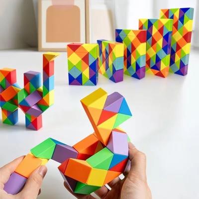 Magic Rule Snake Colored Puzzle Toy - Transformable Multi-color Magic Cube Educational Decompression Fidget Toys for Kids