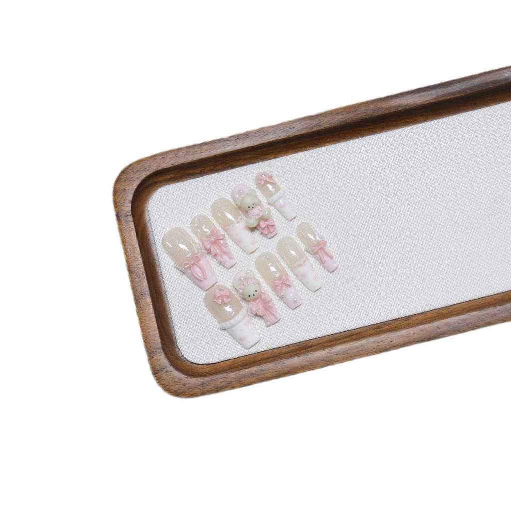 Handmade Pink Candy Bear Nail Patches - Cute, Long Style for Girls