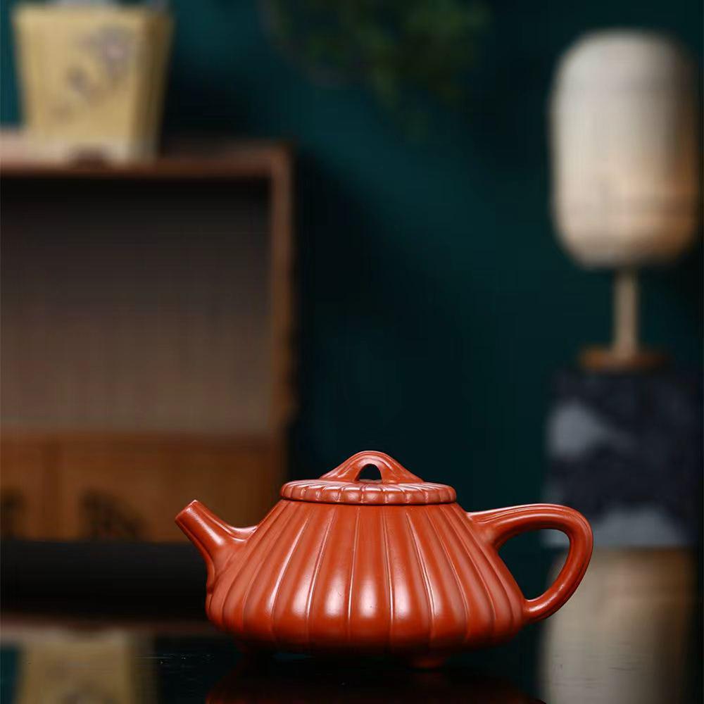 Brocade Pattern Dezhong Yixing Family Collection Big Red Robe Handmade Purple Clay Teapot Set
