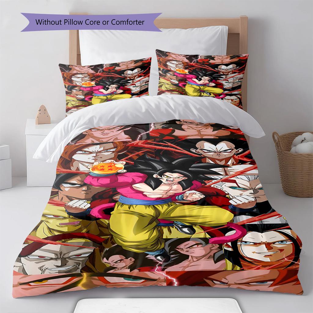 Dragon Ball Battle Action Bedding Set Anime Duvet Cover Polyester Soft Comforter Set -QJY