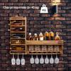 Yorbay Wall-Mounted Wine Rack, Bottle Shelf Bottle Organizer and Stemware Holder, Free Assembly and Combination