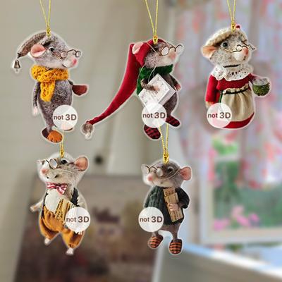 1/5Pcs Mouse Family Hanging Ornament Home Indoor Christmas Tree Car Rearview Mirror
